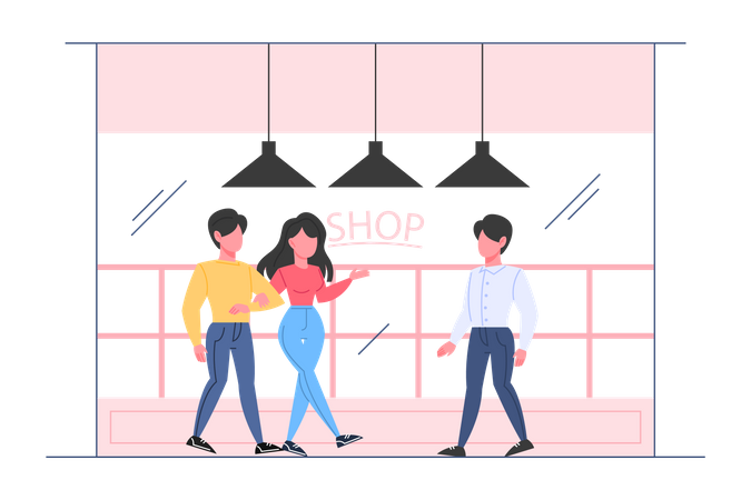 Couple doing shopping Illustration