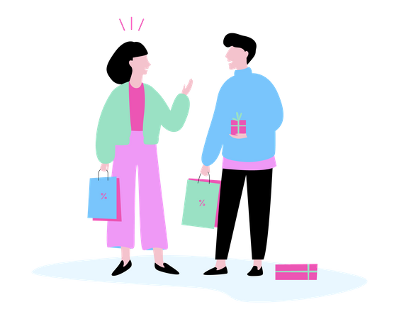 Couple doing shopping  Illustration