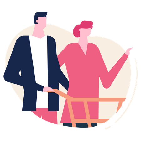 Couple doing shopping cart  Illustration