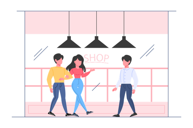 Couple doing shopping  Illustration