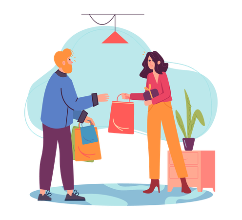 Couple doing shopping  Illustration