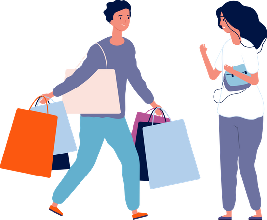 Couple doing shopping  Illustration