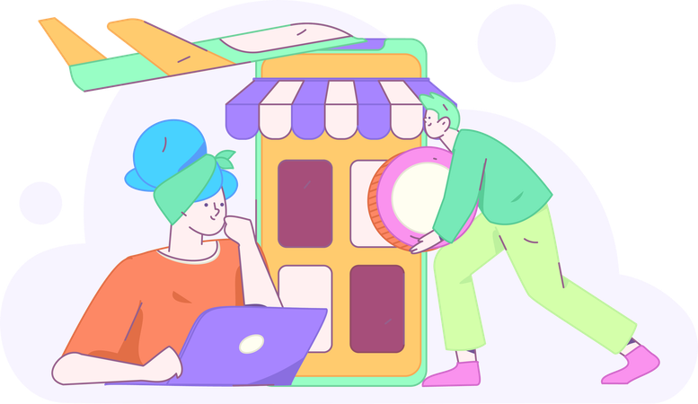 Couple doing shopping  Illustration