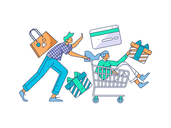 Couple doing shopping  Illustration