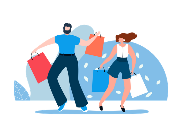 Couple doing shopping  Illustration