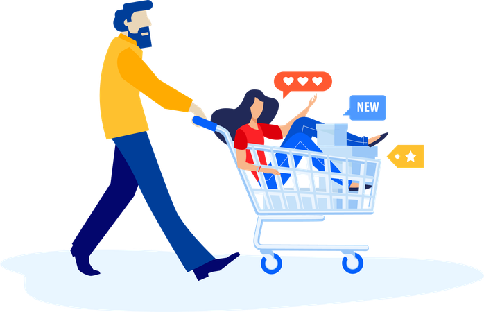 Couple doing shopping  Illustration