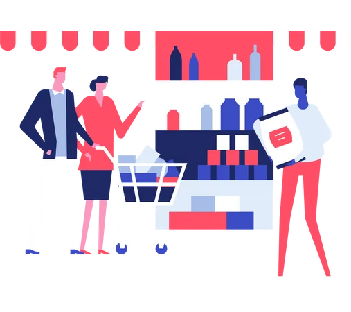 Couple doing shopping in store  Illustration
