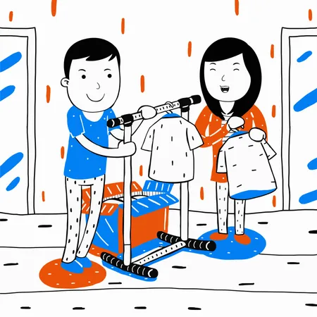 Couple doing shopping together  Illustration