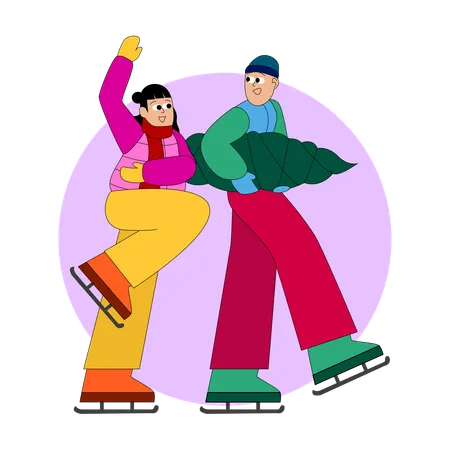 Couple doing skate dance  Illustration