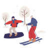 couple during winter illustration