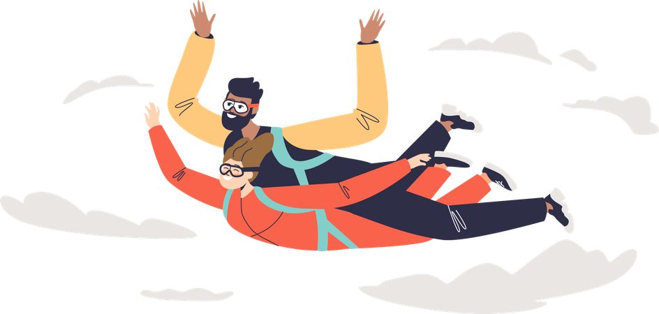 Couple doing skydiving  Illustration