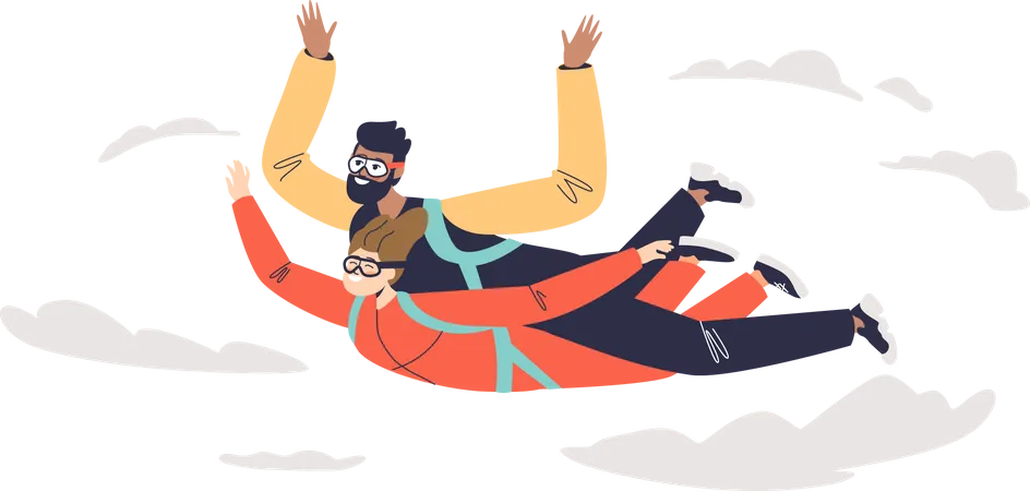 Couple doing skydiving  Illustration