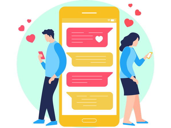 Couple doing Social Chat  Illustration