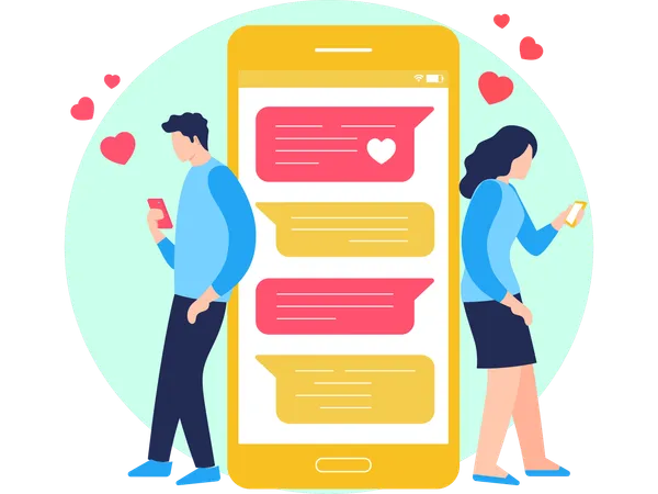 Couple doing Social Chat  Illustration