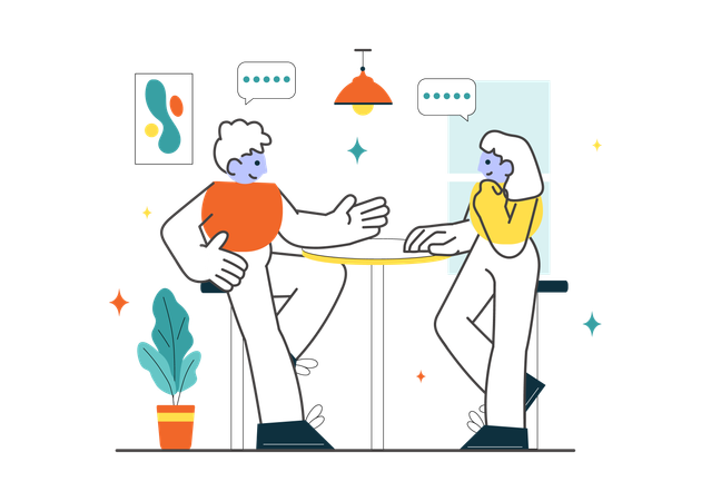 Couple doing social interaction  Illustration