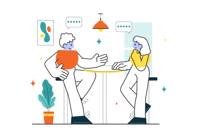 Couple doing social interaction  Illustration