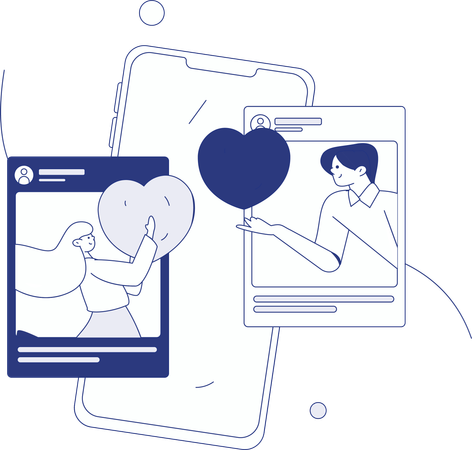 Couple doing social media communication  Illustration