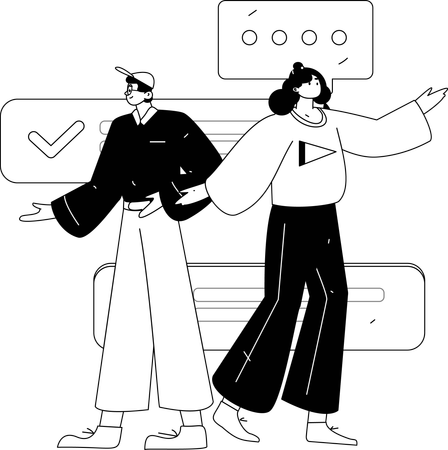 Couple doing Social media conversation  Illustration