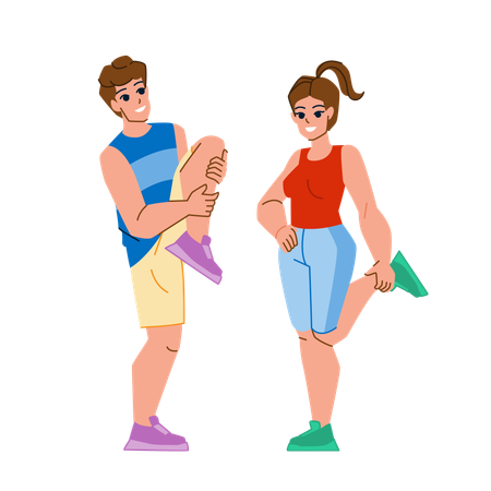 Couple doing stretching exercising  Illustration