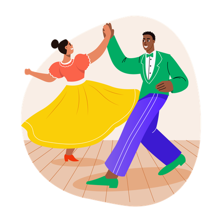 Couple doing Swing dance  Illustration