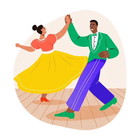 Couple doing Swing dance  Illustration
