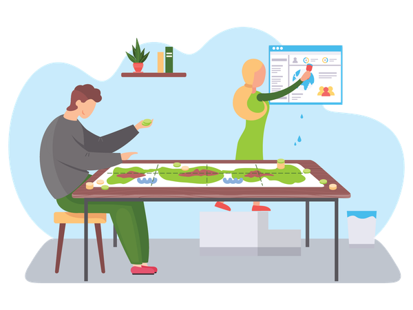 Couple doing tour planning  Illustration