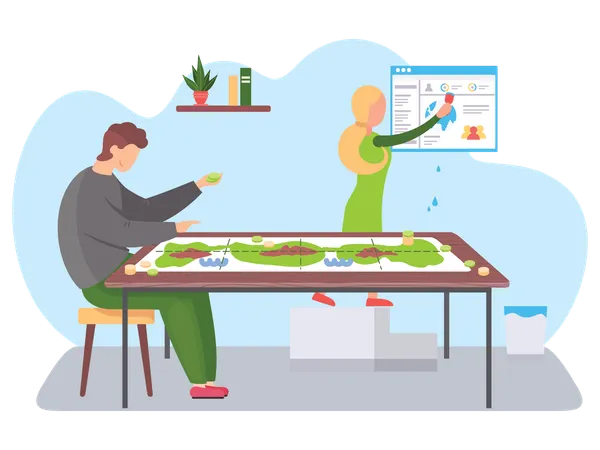 Couple doing tour planning  Illustration