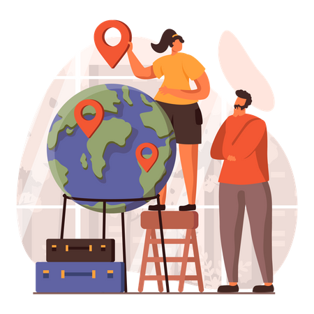 Couple doing travel planning  Illustration