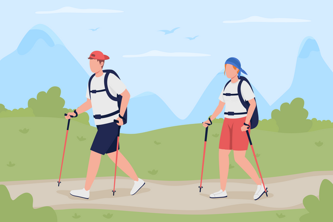 Couple doing Trekking  Illustration