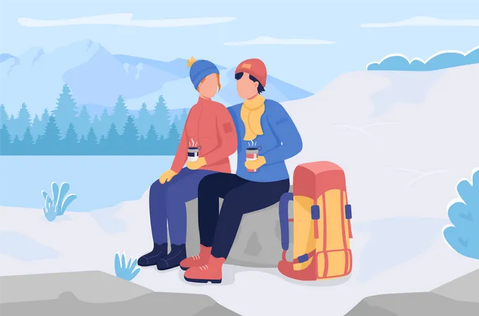 Couple doing trekking  Illustration