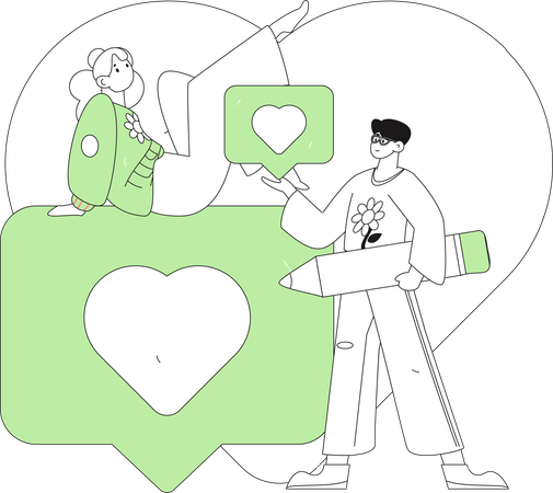 Couple doing valentine chat  Illustration