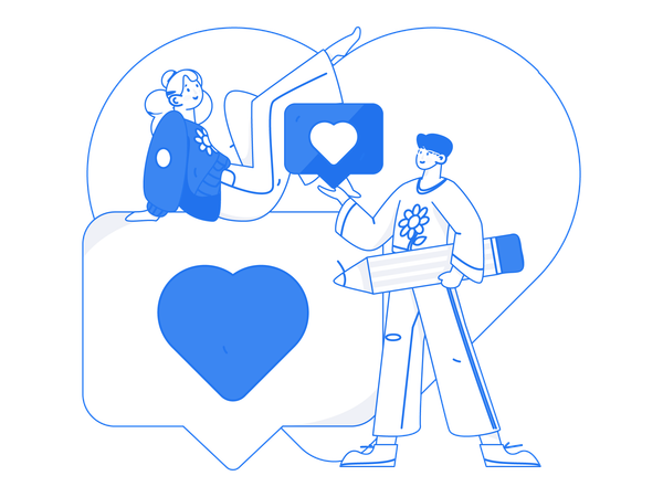 Couple doing valentine chat  Illustration