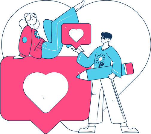 Couple doing valentine chat  Illustration