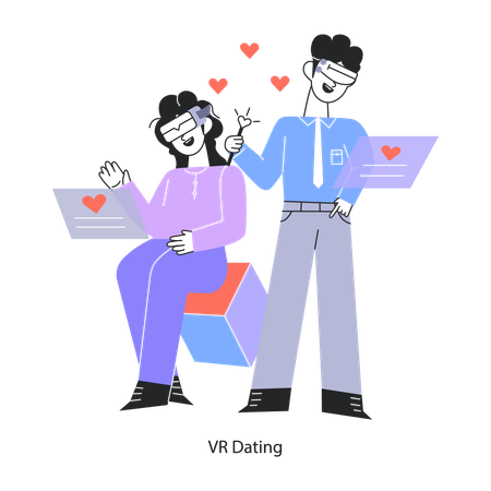 Couple Doing Vr Dating  Illustration