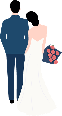 結婚式の計画を立てているカップル  イラスト