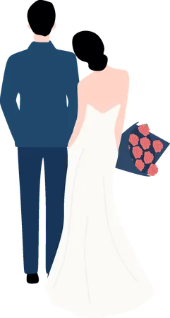 結婚式の計画を立てているカップル  イラスト