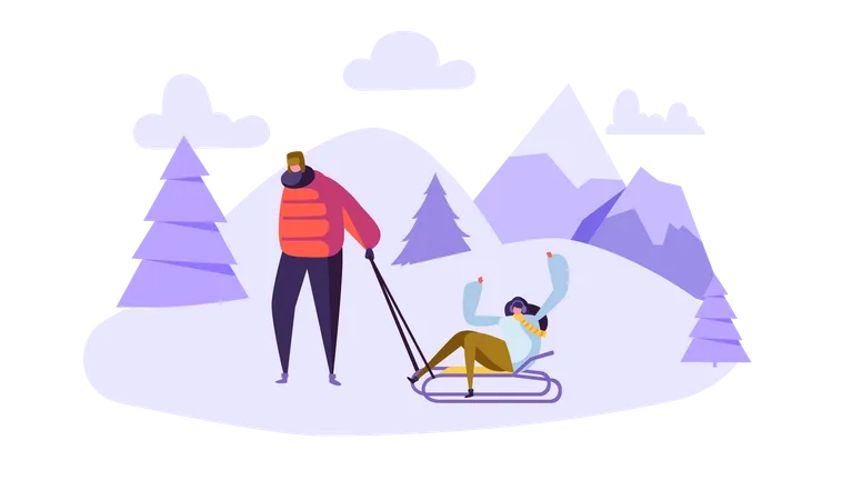 Couple doing winter activity Illustration