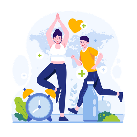 Couple doing workout  Illustration