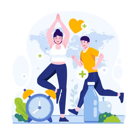 Couple doing workout  Illustration