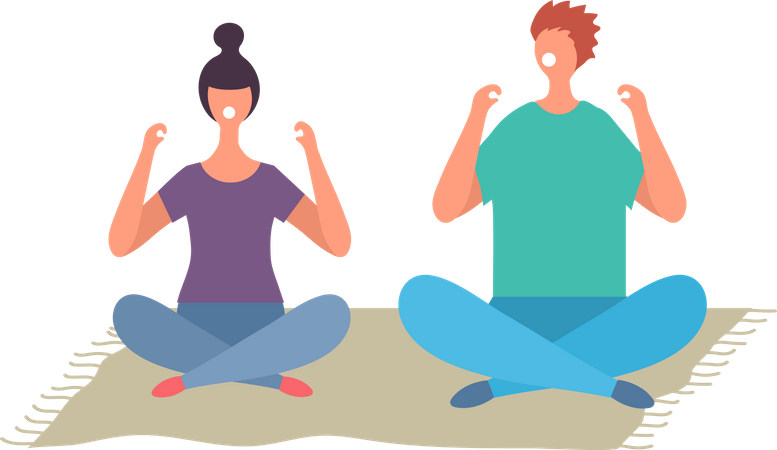 Couple doing yoga  Illustration