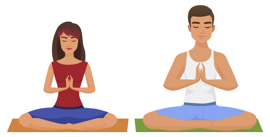 Couple doing yoga  Illustration