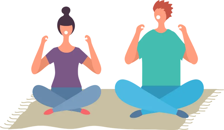 Couple doing yoga  Illustration