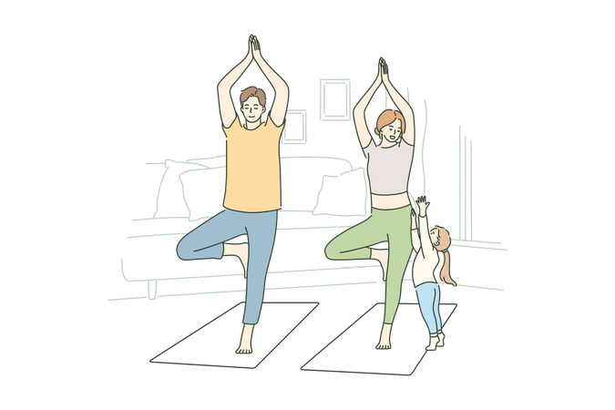 Couple doing yoga together  Illustration