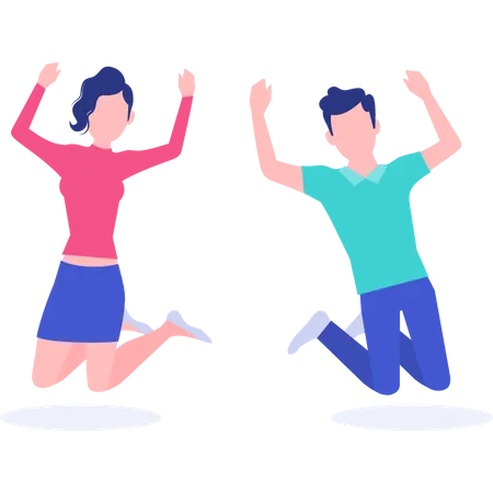 A Girl And A Boy Doing Exercise By Dancing イラスト