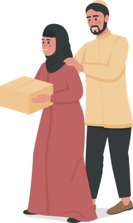 Couple donating food to charity  Illustration