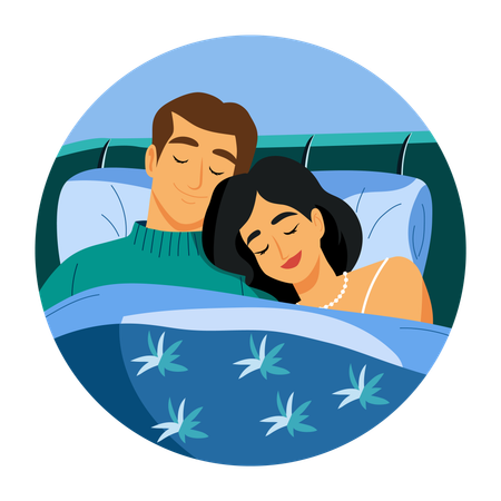 Couple dormant ensemble sur le lit  Illustration