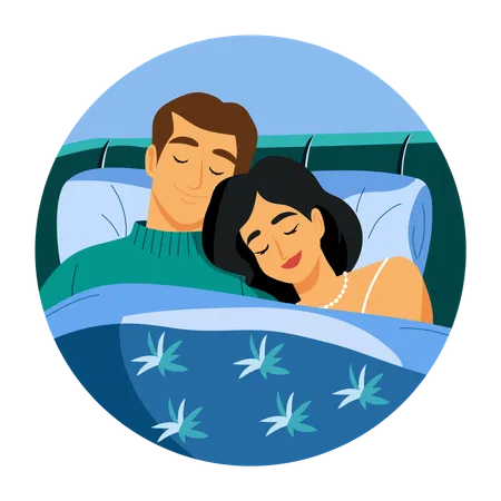 Couple dormant ensemble sur le lit  Illustration