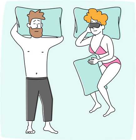Couple dormant sur un lit confortable  Illustration