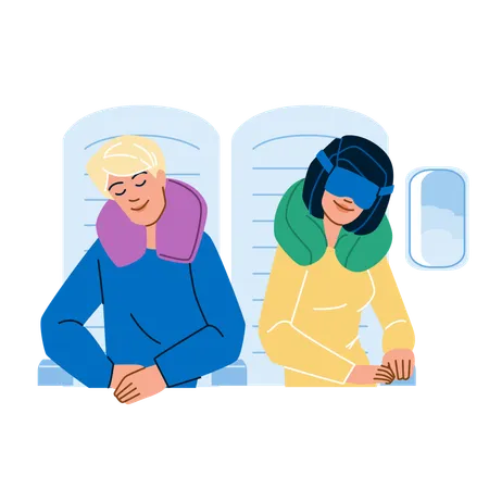 Un couple dort dans un avion  Illustration