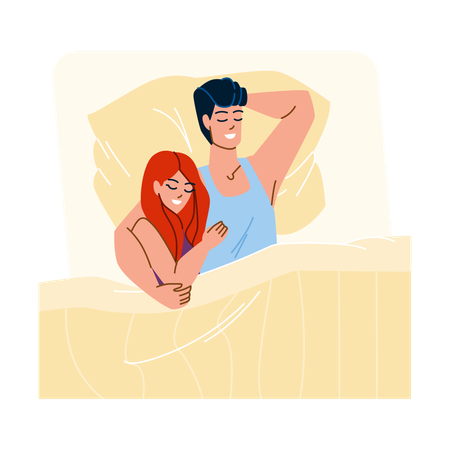 Couple dormant sur le lit ensemble  Illustration